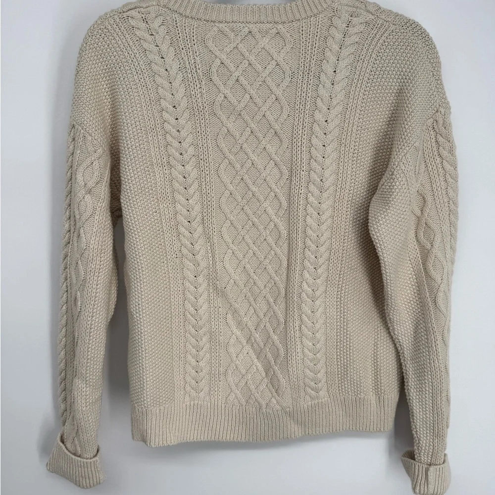 J.Crew Cable Knit Sweater Cream 100% Cotton Size Medium NWT - Picture 3 of 3